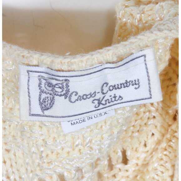 Vintage 80s Cross-Country Knits Yellow Pointelle Cottagecore Top sz M USA /309 - Picture 5 of 5